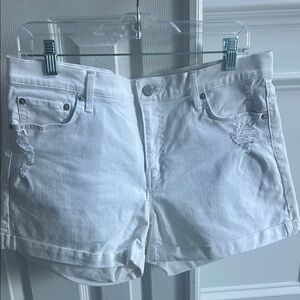 Gap White Distressed Denim Shorts